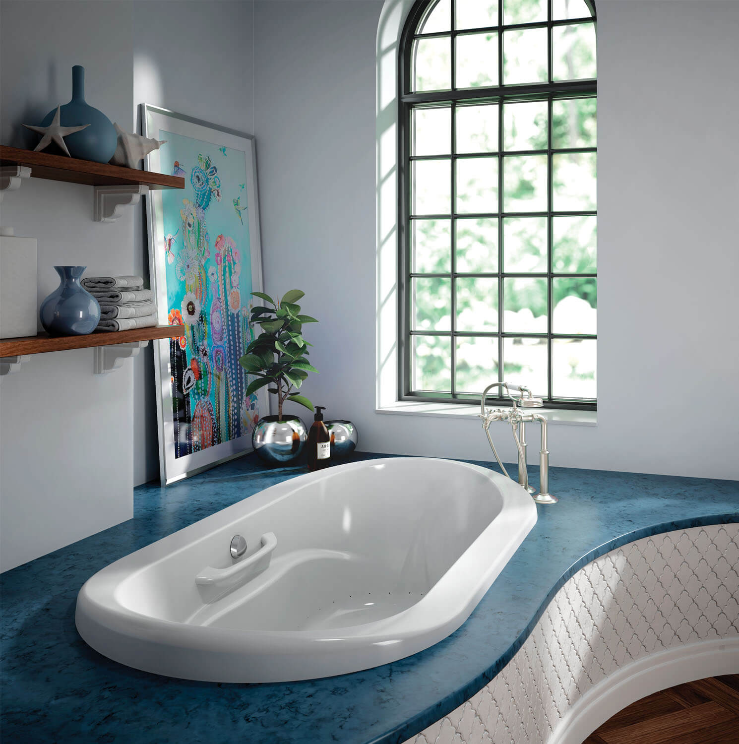 Bainultra Amma® Oval 7242 drop-in undermount air jet bathtub for two