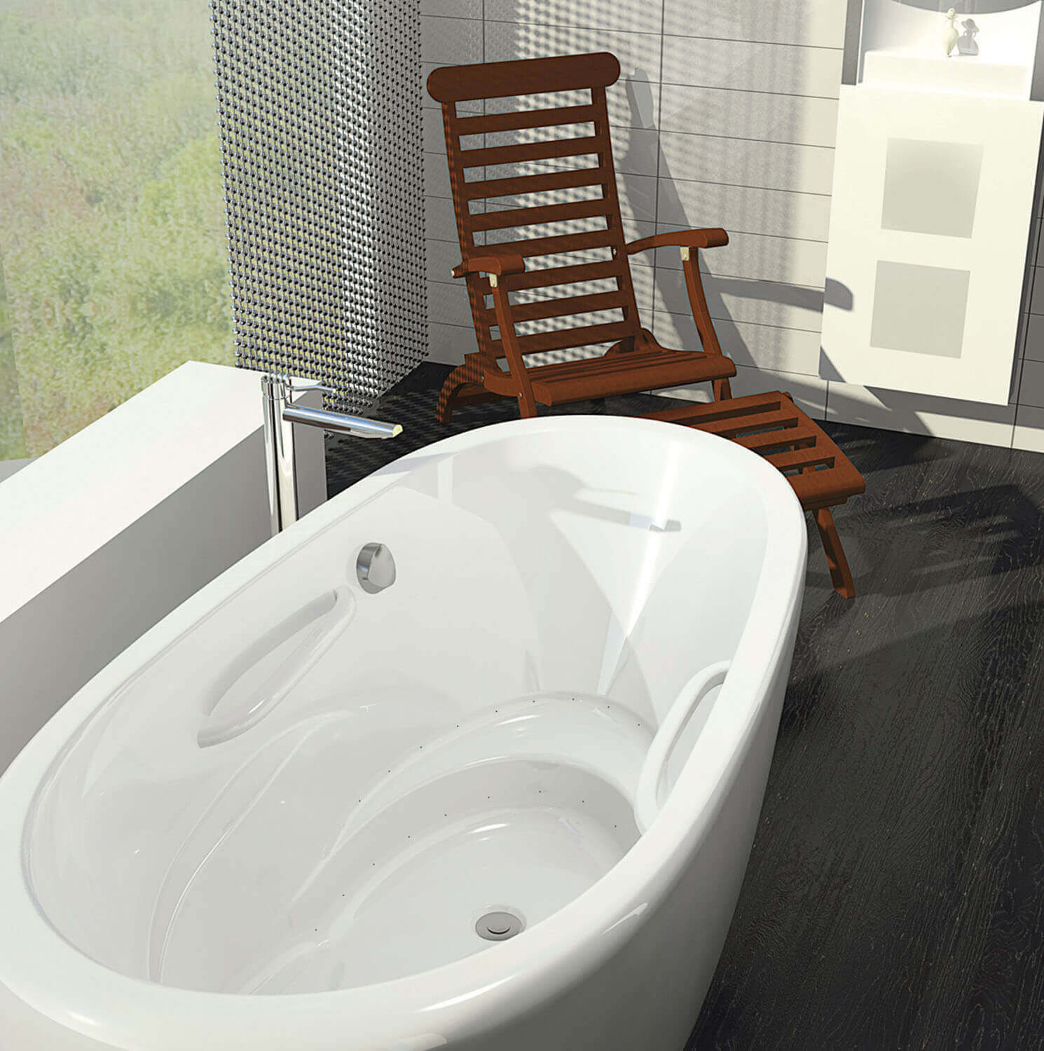 Bainultra Essencia Oval 7236 freestanding air jet bathtub for your modern bathroom