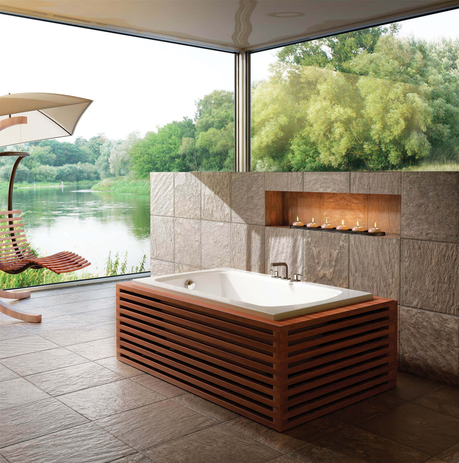 Bainultra Meridian® 50 alcove drop-in air jet bathtub for your modern bathroom