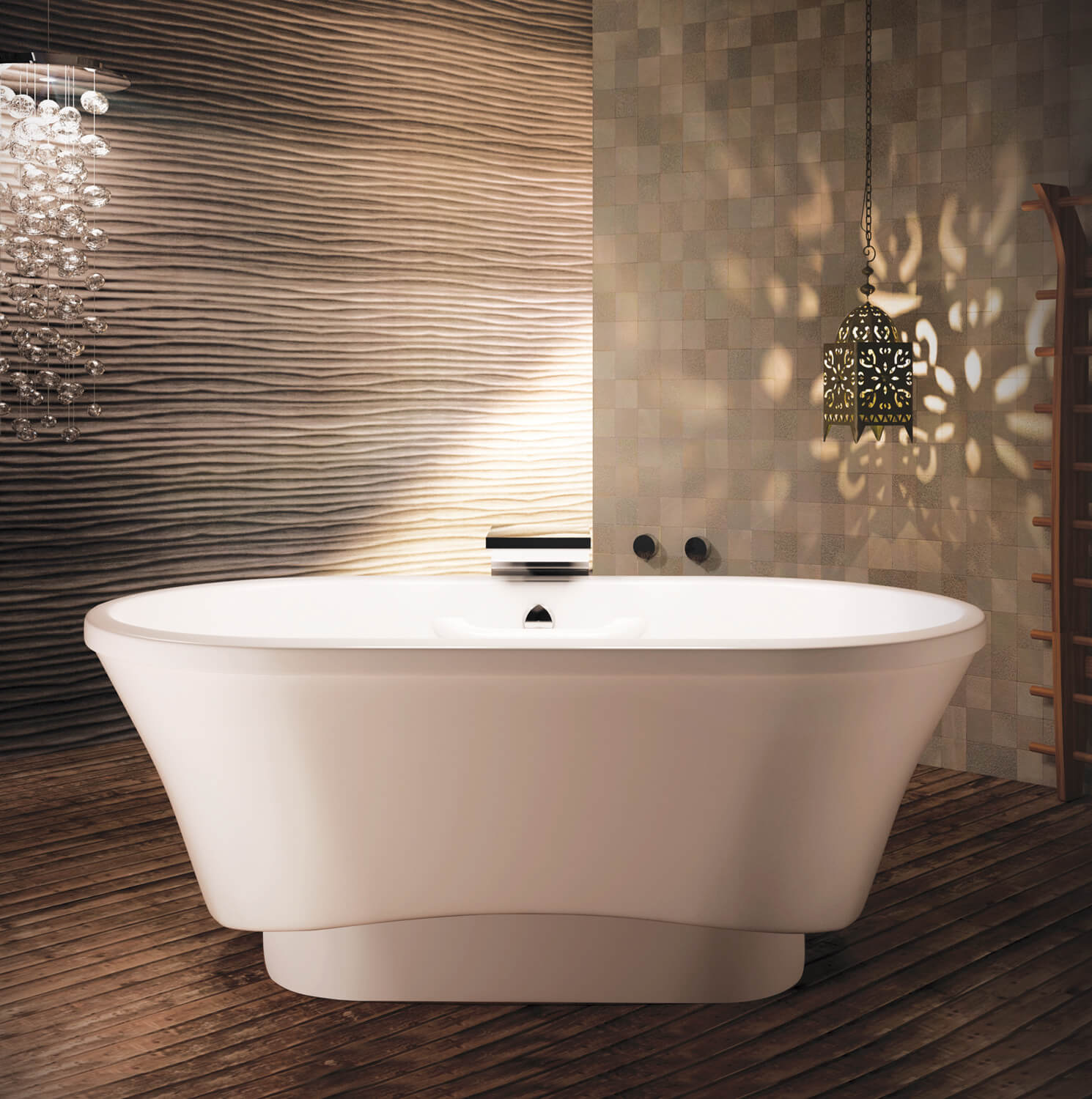 Bainultra Amma® OVAL 7242 freestanding pedestal air jet bathtub for two